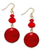 Style & Co. Gold-tone Red Bead Drop Earrings