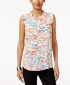 Cable & Gauge Ruffled Floral-print Top