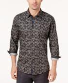Ryan Seacrest Distinction Men's Black And Gray Graphic Print Woven Shirt, Created For Macy's