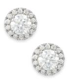 Diamond Round Halo Stud Earrings In 14k White Gold (1 Ct. T.w.)