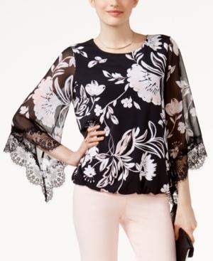 Alfani Lace-trim Blouson Top, Only At Macy's