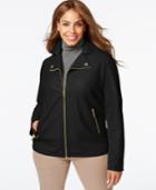 Kenneth Cole Plus Size Faux-leather Bomber Jacket