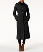 London Fog Hooded Water-resistant Maxi Trench Coat