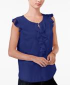 Maison Jules Ruffled Flutter-sleeve Top, Only At Macy's
