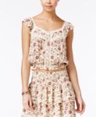 American Rag Printed Crochet-trim Blouse, Created For Macy's