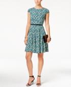 Jessica Howard Petite Printed Belted Fit & Flare Dress