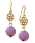Charter Club Gold-tone Purple Crystal Drop Earrings, Only At Macy's