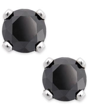 Black Diamond Round Stud Earrings In 10k White Gold (1/10 Ct. T.w.)