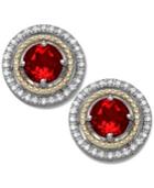 Garnet (1-1/4 Ct. T.w.) And Diamond (1/8 Ct. T.w.) Stud Earrings In 14k Gold And Sterling Silver
