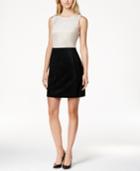 Calvin Klein Petite Faux-suede Colorblocked Sheath Dress