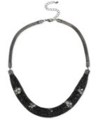 M. Haskell Hematite-tone Jet-crystal-filled Mesh Frontal Necklace