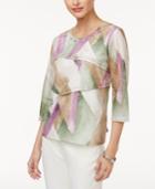 Alfred Dunner Petite Palm Desert Tiered Top
