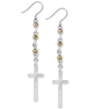 Lucky Brand Two-tone Cross Linear Drop Earrings