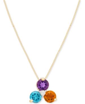 Multi-gemstone (3/4 Ct. T.w.) & Diamond Accent 18 Pendant Necklace In 14k Gold