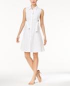 Marled Grommet-trim Shirtdress
