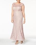 Xscape Plus Size Beaded Illusion Lace Gown
