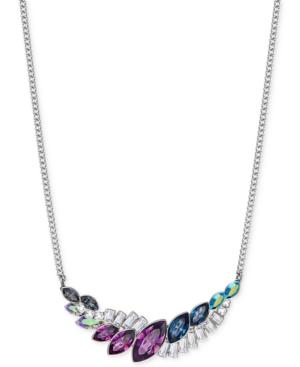 Swarovski Silver-tone Blue And Purple Crystal Collar Necklace