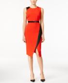 Calvin Klein Sleeveless Belted Colorblocked Sheath Dress