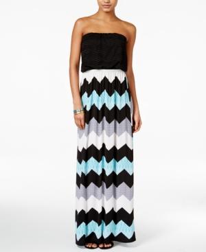 Trixxi Juniors' Crochet Printed Maxi Dress