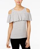 Maison Jules Striped Cold-shoulder Top, Only At Macy's
