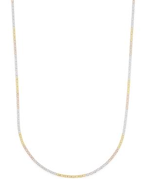 Giani Bernini Tri-tone Oval Link Necklace In Sterling Silver, And Rose And Gold-plated Sterling Silver, Only At Macy's