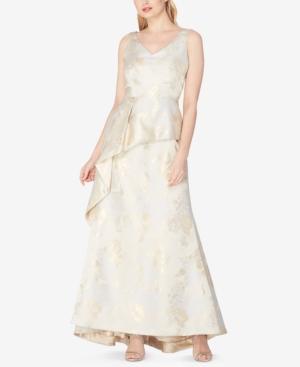 Tahari Asl Jacquard Peplum Gown