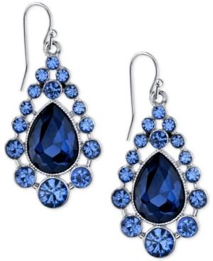 2028 Silver-tone Caged Crystal Teardrop Earrings
