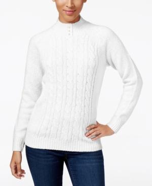 Karen Scott Cable-knit Mock-neck Sweater, Created For Macy's