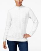 Karen Scott Cable-knit Mock-neck Sweater, Created For Macy's