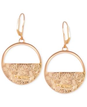 T Tahari Gold-tone Circle Cut-out Drop Earrings
