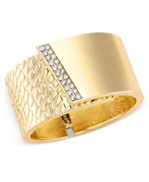 Inc International Concepts Gold-tone Pave Textured Hinged Bracelet, Only At Macy's