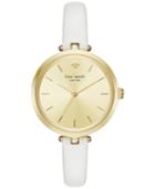 Kate Spade New York Women's Holland White Leather Strap Watch 34mm Ksw1117