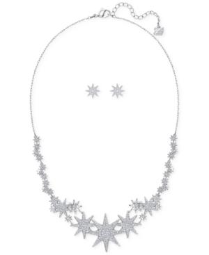 Swarovski Silver-tone Crystal Pave Star Collar Necklace And Matching Stud Earrings