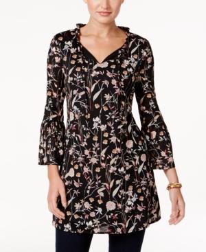 Style & Co Floral-print Peasant Tunic, Only At Macy's