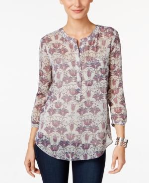 Nydj Printed Bishop-sleeve Top
