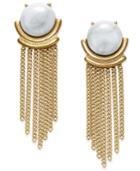 Gold-tone Stone Tassel Drop Earrings
