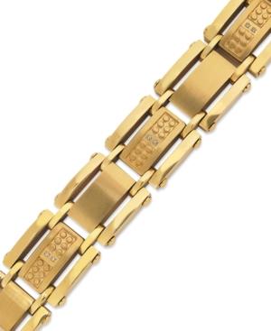 Men's Diamond Bracelet, Stainless Steel And Yellow Ion-plated Single-cut Diamond Bracelet (1/10 Ct. T.w.)
