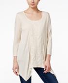 Style & Co. Lace-inset Handkerchief-hem Top, Only At Macy's