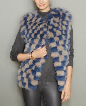 The Fur Vault Fox Fur Checkered Vest