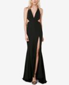 Fame And Partners Open-back Slit Plunge Gown