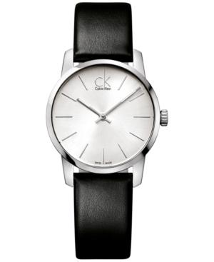 Calvin Klein Women's Swiss City Black Leather Strap Watch 31mm K2g231c6