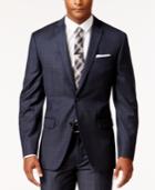 Bar Iii Men's Slim-fit Navy And Tan Windowpane Jacket, Only At Macy's