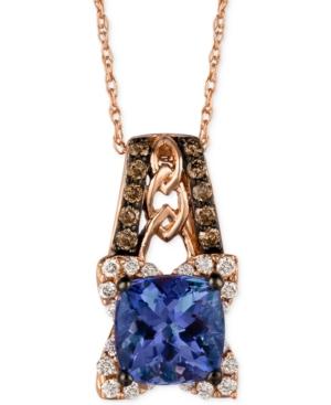 Blueberry Tanzanite (1-3/8 Ct. T.w.) And Diamond (1/3 Ct. T.w.) Pendant Necklace In 14k Rose Gold