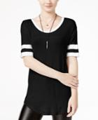 Ultra Flirt Juniors' Striped-sleeve Football T-shirt