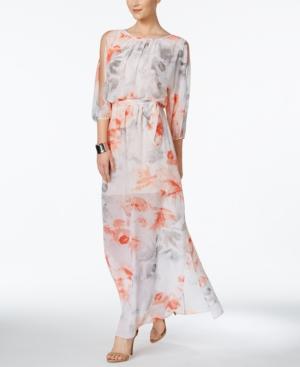 Vince Camuto Cold-shoulder Printed Maxi Dress