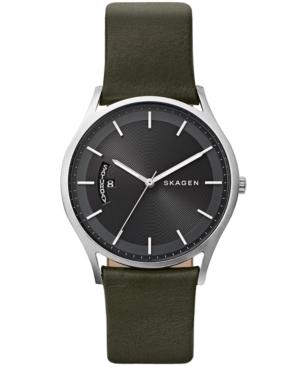 Skagen Men's Holst Dark Green Leather Strap Watch 40mm
