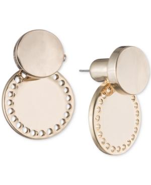Dkny Gold-tone Perforated Circle Jacket Earrings, Created For Macy's