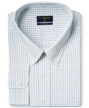 Club Room Big And Tall Wrinkle Resistant White Blue Tattersall Dress Shirt, Only At Macy's