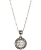 Judith Jack Sterling Silver Crystal And Marcasite Pendant Necklace
