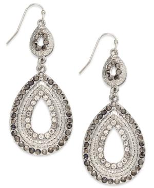 I.n.c. Silver-tone Pave Double Drop Earrings